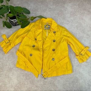 Michael Kors Yellow Short Trench Coat Size Petite